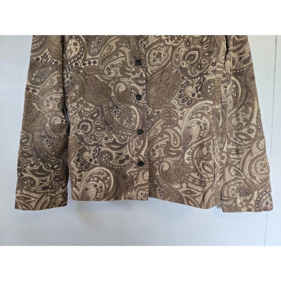 VTG NYU Shirt Womens 12 Brown Paisley Floral Boho Gypsy Button Y2K Goblincore - Picture 3 of 8